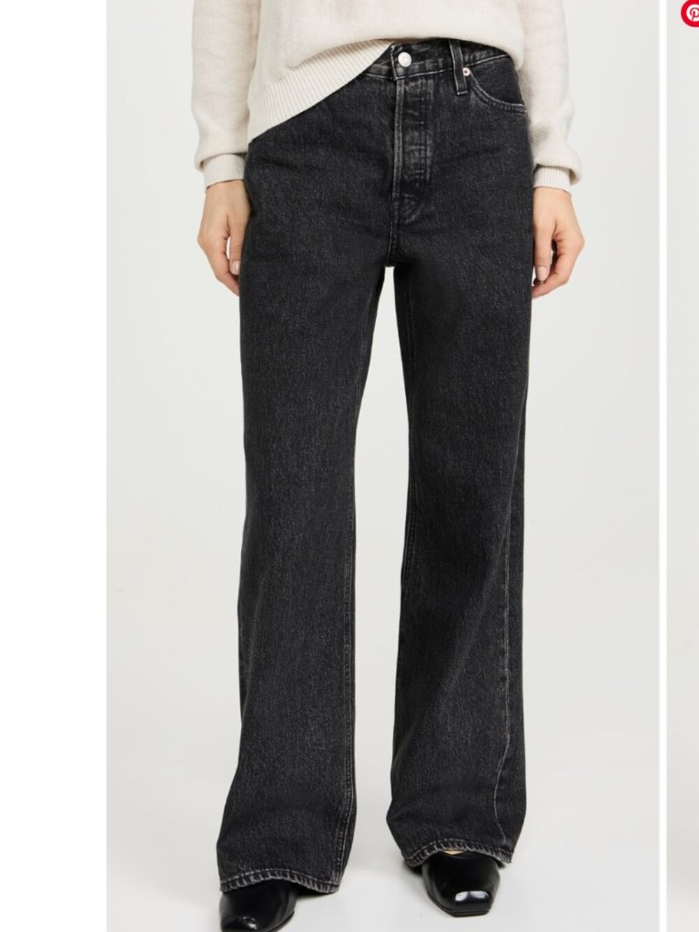 NWT Alex Mill Alek Relaxed Wide Leg Jean Seattle Black Wash / 25
